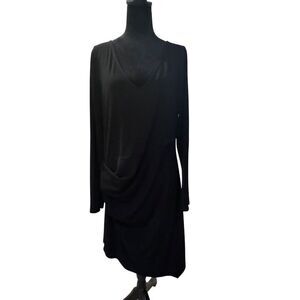 VGUC Rachel Rachel Roy Black Draped Long Sleeve Knee Length Dress XL